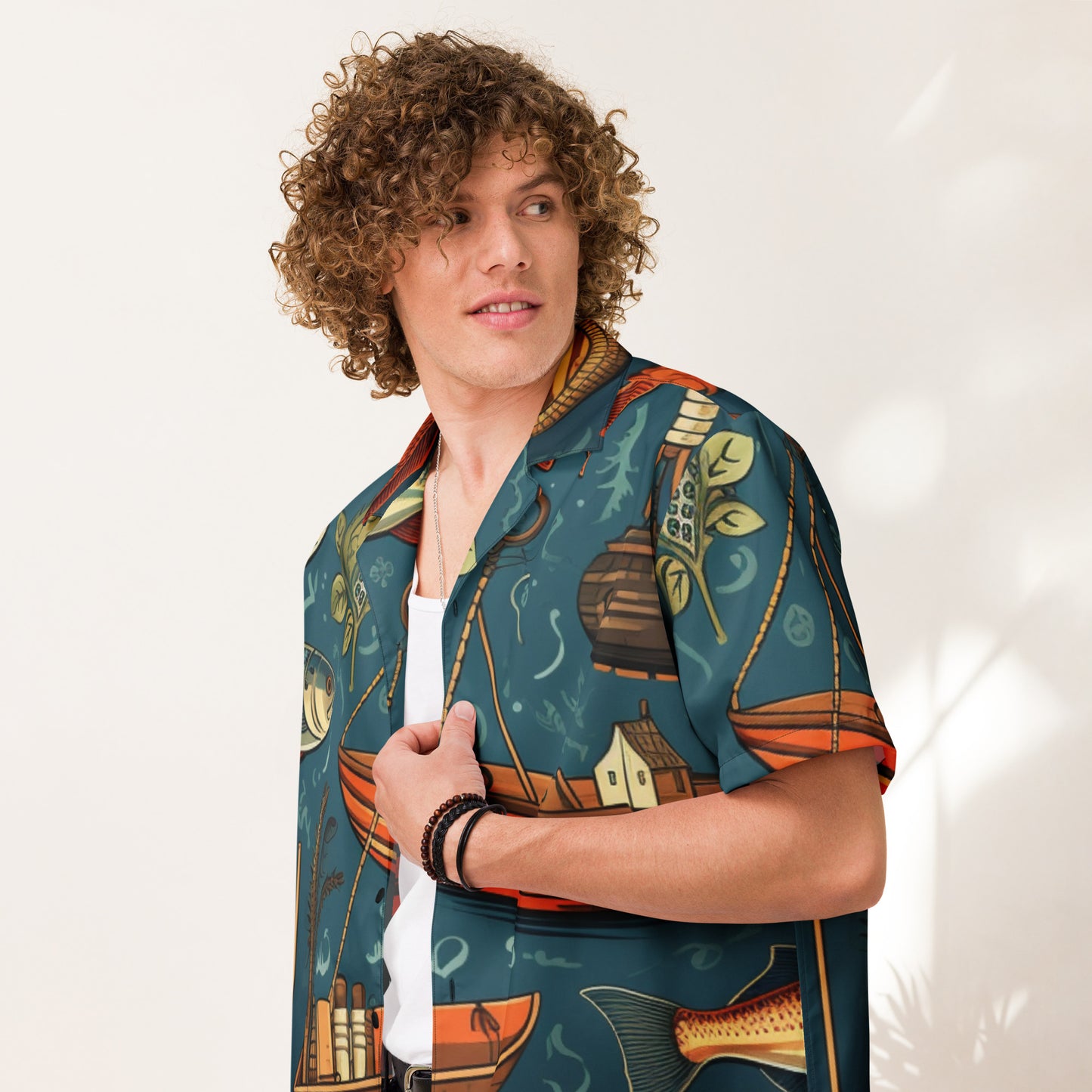 Gone Fishing Unisex button shirt