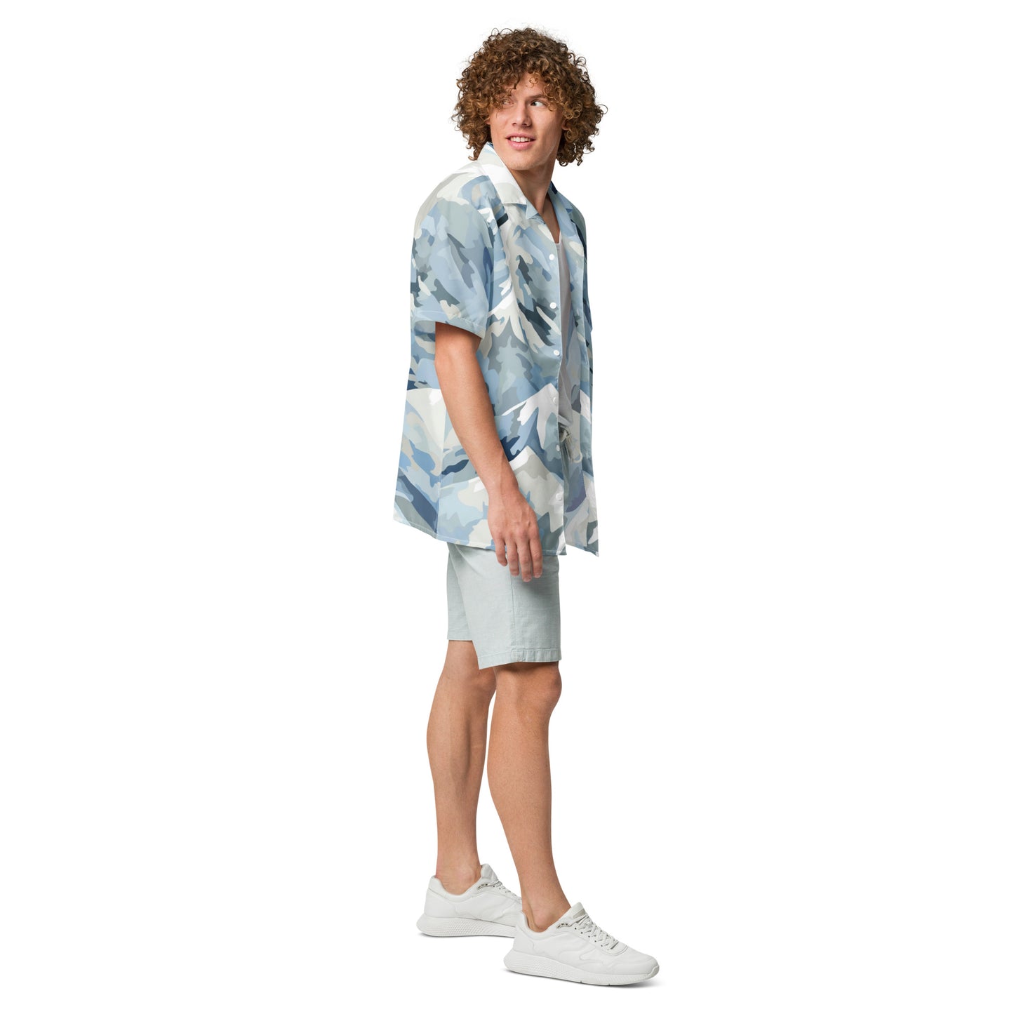 Arctic Stealth Camo Button-Up Shirt | Gaming & Esports Apparel
