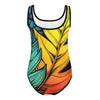 Flashy Leaves All-Over Print Kids Swimsuit