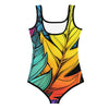 Flashy Leaves All-Over Print Kids Swimsuit