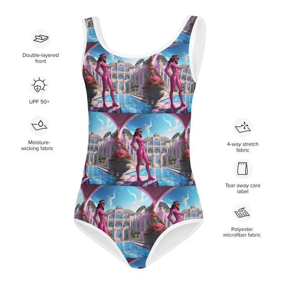 Superhero Girl All-Over Print Kids Swimsuit