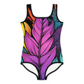 Flashy Leaves All-Over Print Kids Swimsuit