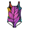 Flashy Leaves All-Over Print Kids Swimsuit