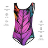 Flashy Leaves All-Over Print Kids Swimsuit