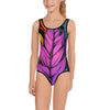 Flashy Leaves All-Over Print Kids Swimsuit