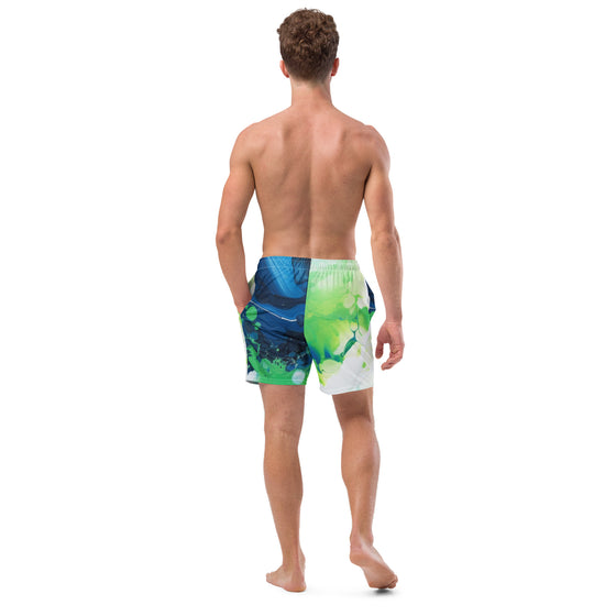 Blue Green Paint Men's swim trunks