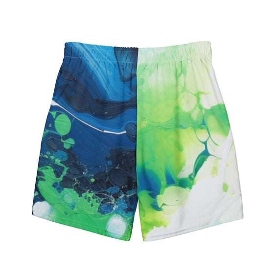 Blue Green Paint Men's swim trunks