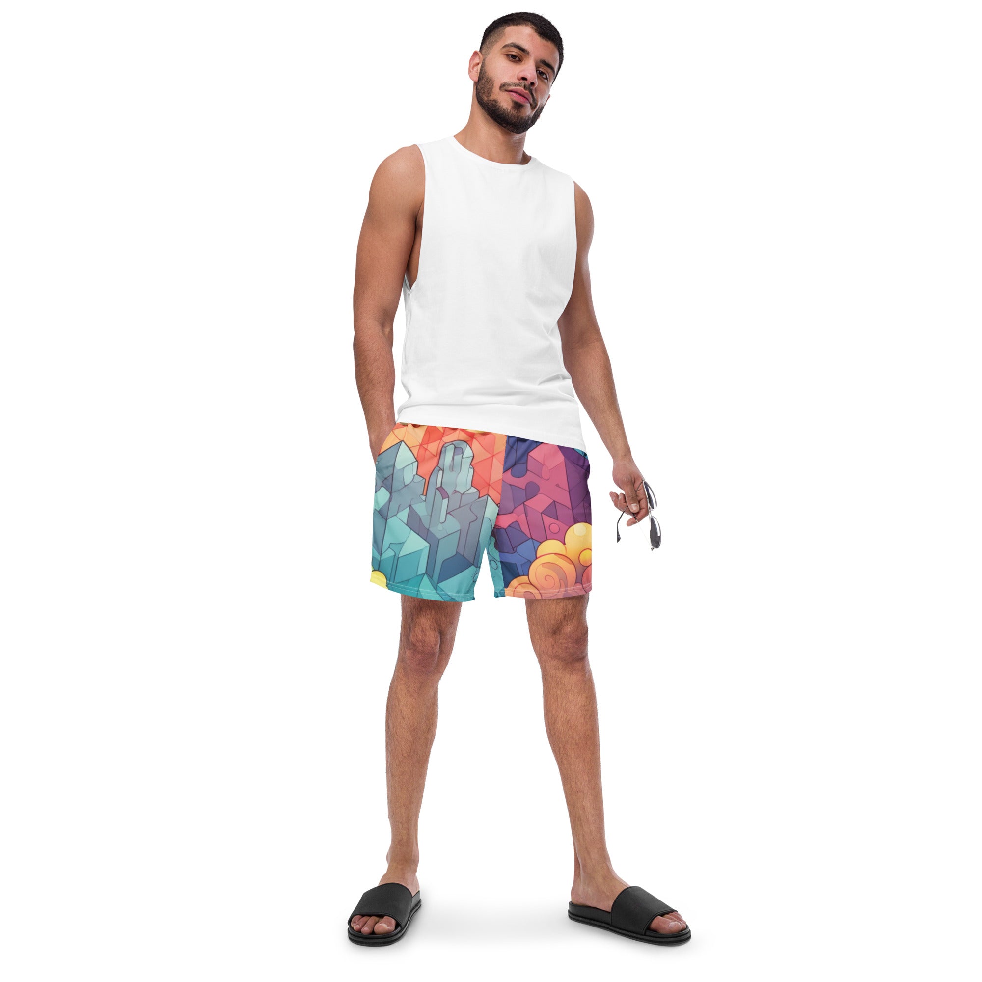Crystal Cave Swim Trunks | Fantasy Gemstone Boardshorts for Men