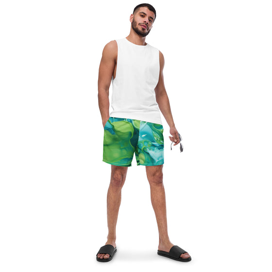 Abstract Blue Green Paint Men's swim trunks