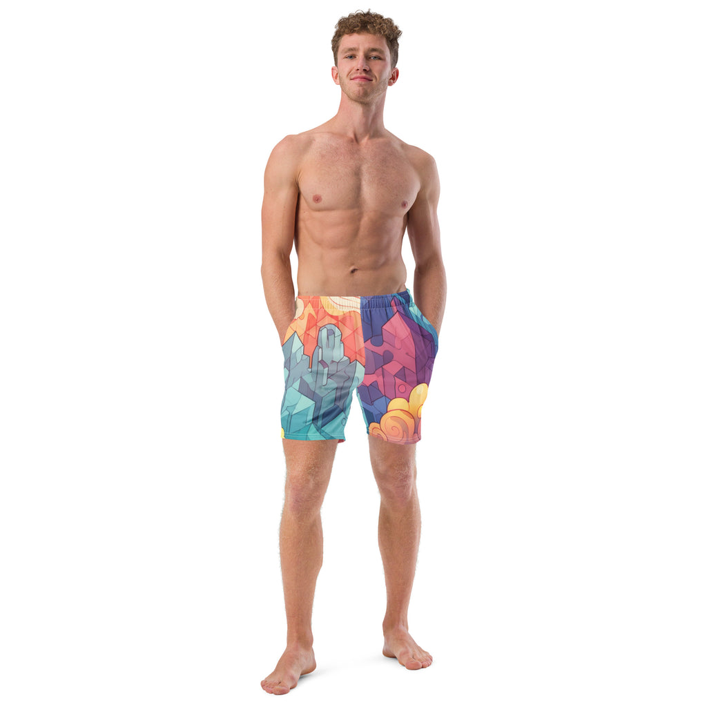 Crystal Cave Swim Trunks | Fantasy Gemstone Boardshorts for Men