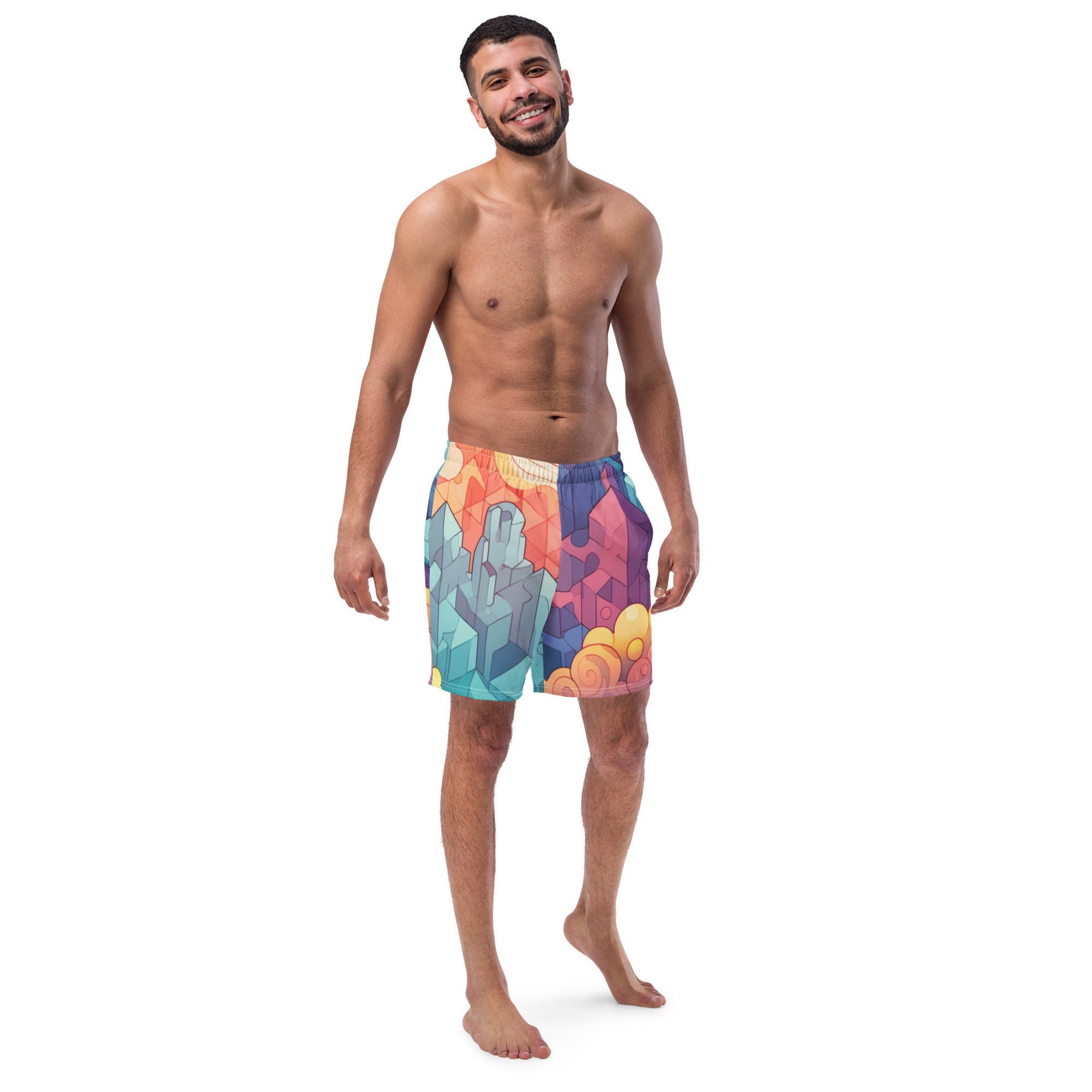 Crystal Cave Swim Trunks | Fantasy Gemstone Boardshorts for Men
