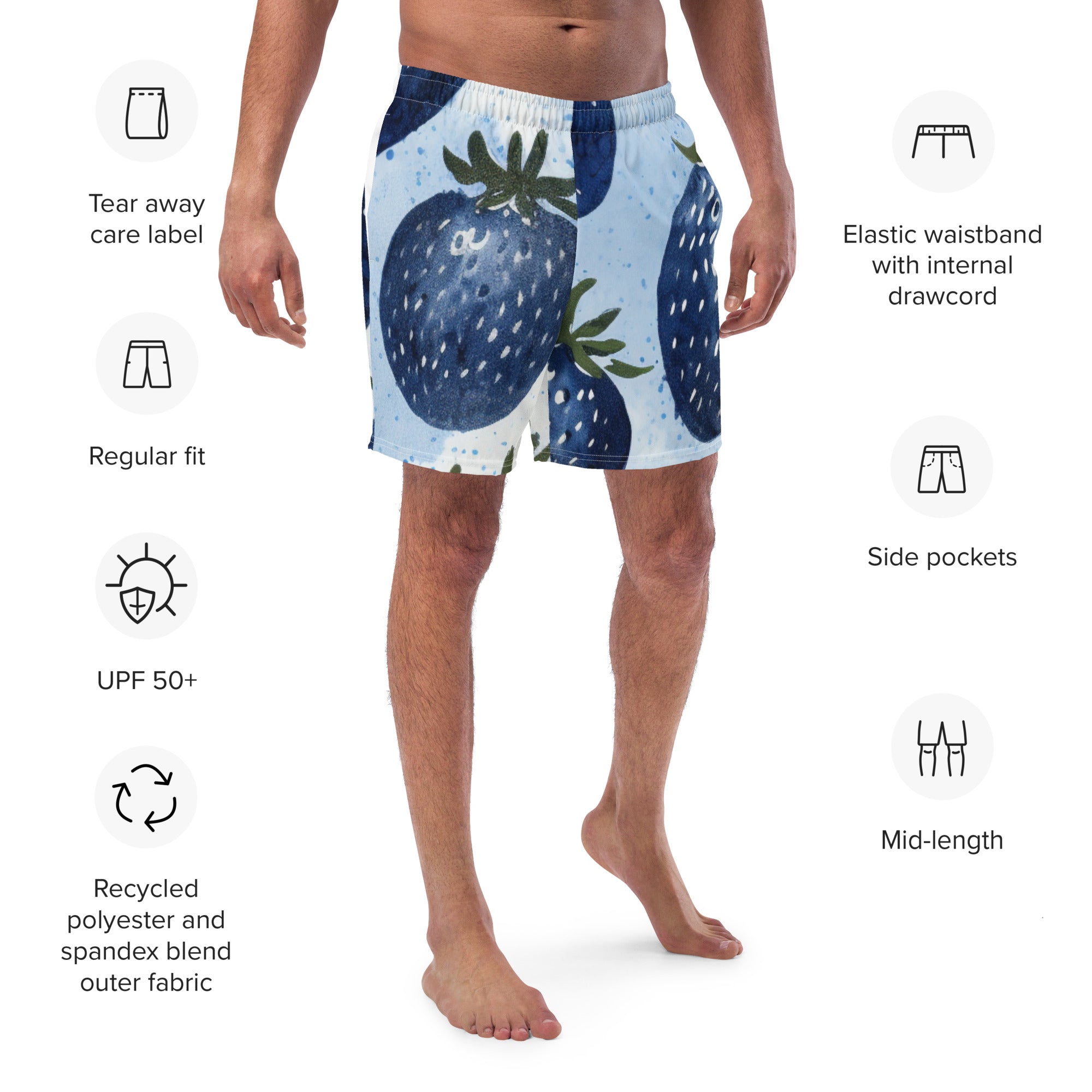 Blue Strawberries Men's swim trunks