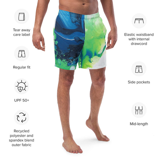 Blue Green Paint Men's swim trunks