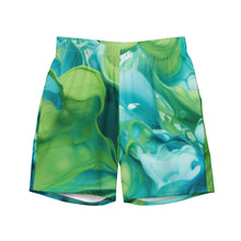  Abstract Blue Green Paint Men's swim trunks