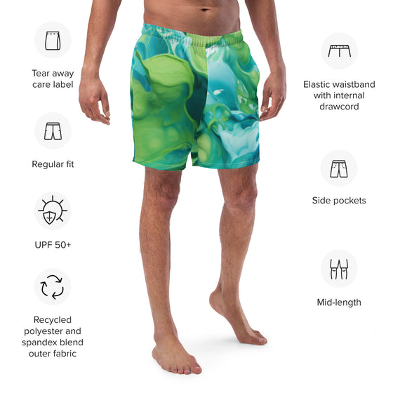 Abstract Blue Green Paint Men's swim trunks