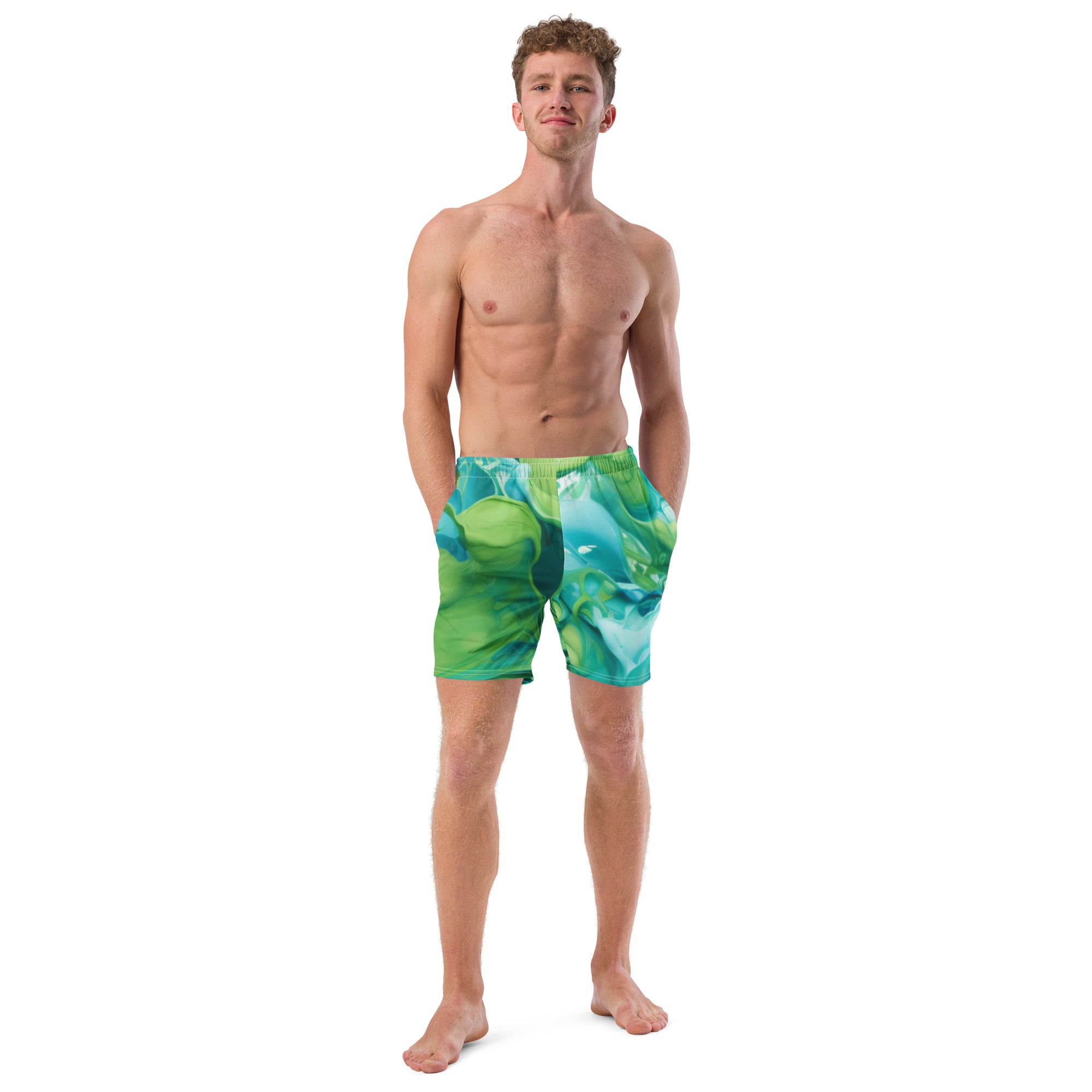 Abstract Blue Green Paint Men's swim trunks