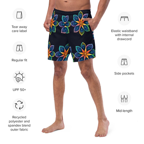 Flower Fun men's swim trunks