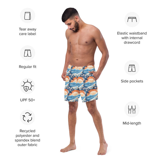 Catch the wave men's swim trunks