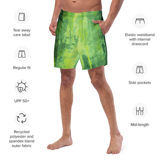 Green screen men's swim trunks