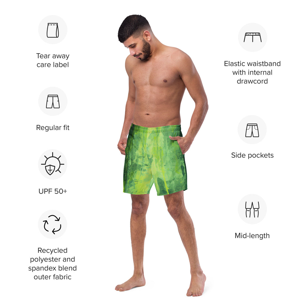 Green screen men's swim trunks