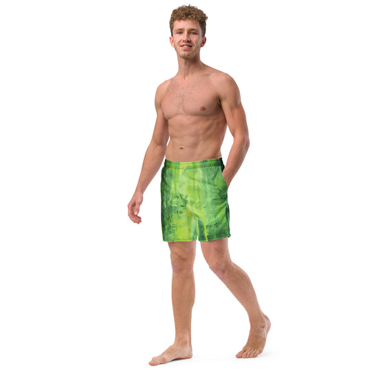 Green screen men's swim trunks