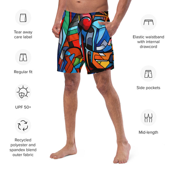 Abstract heroes men's swim trunks