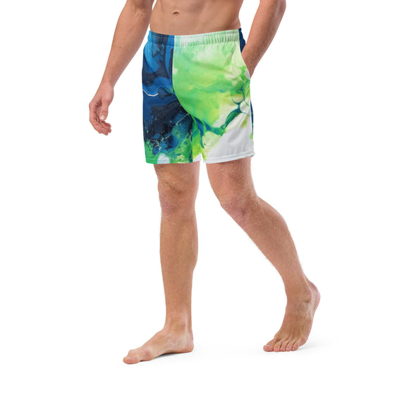 Blue Green Paint Men's swim trunks