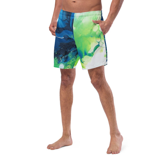 Blue Green Paint Men's swim trunks