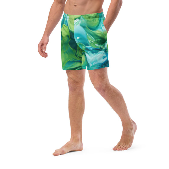 Abstract Blue Green Paint Men's swim trunks