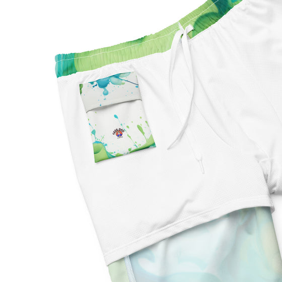 Abstract Blue Green Paint Men's swim trunks