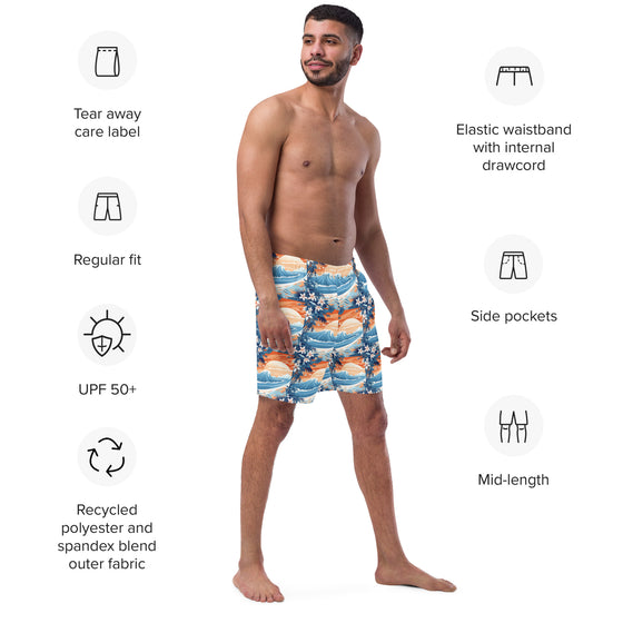 Catch the wave men's swim trunks