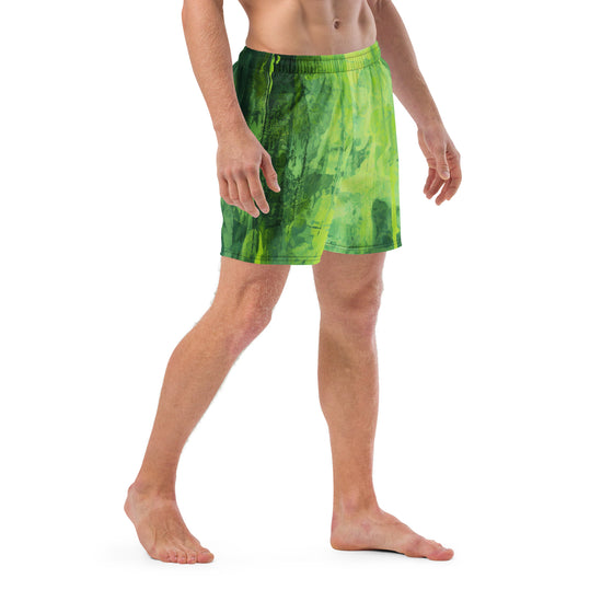 Green screen men's swim trunks