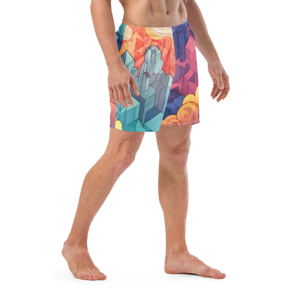 Crystal Cave Swim Trunks | Fantasy Gemstone Boardshorts for Men