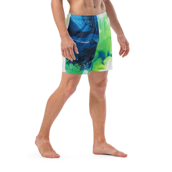 Blue Green Paint Men's swim trunks