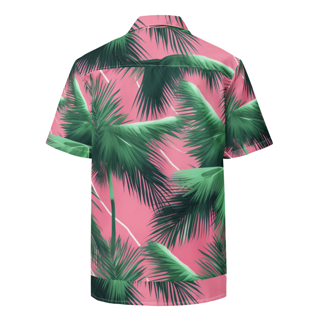 Pink Lightning Palms Button-Up Shirt | UPF50+ Summer Shirt