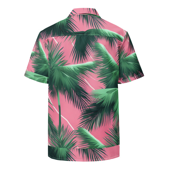 Pink Lightning Palms unisex button shirt