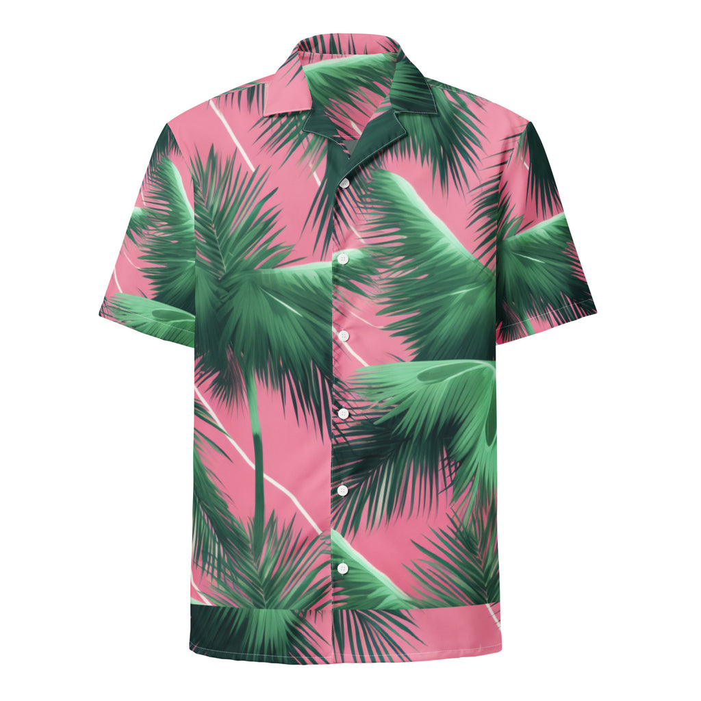 Pink Lightning Palms Button-Up Shirt | UPF50+ Summer Shirt