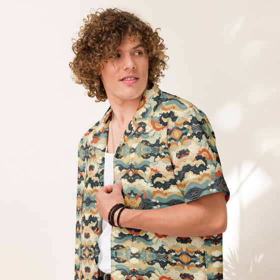 Cloud wave unisex button shirt