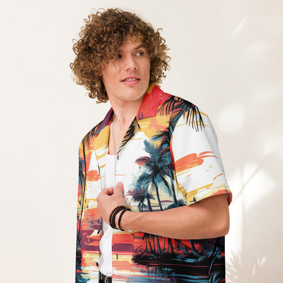 Beach Sunset Unisex button shirt