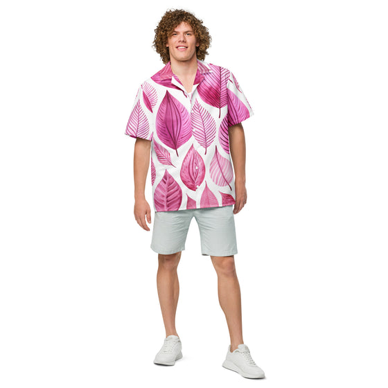 Pink Palm Unisex button shirt