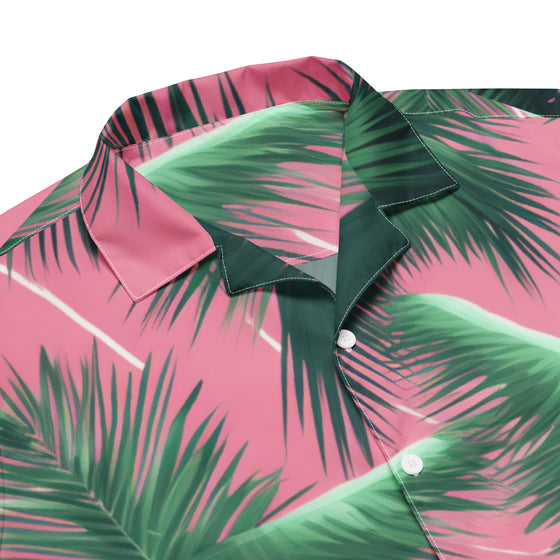 Pink Lightning Palms unisex button shirt