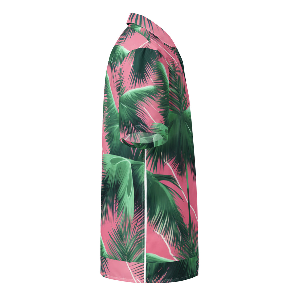 Pink Lightning Palms Button-Up Shirt | UPF50+ Summer Shirt