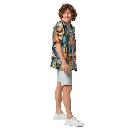 The Cubist Curveball Button-Up | Artistic Baseball Shirt for Geek Dads