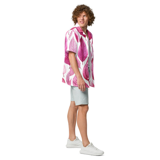 Pink Palm Unisex button shirt