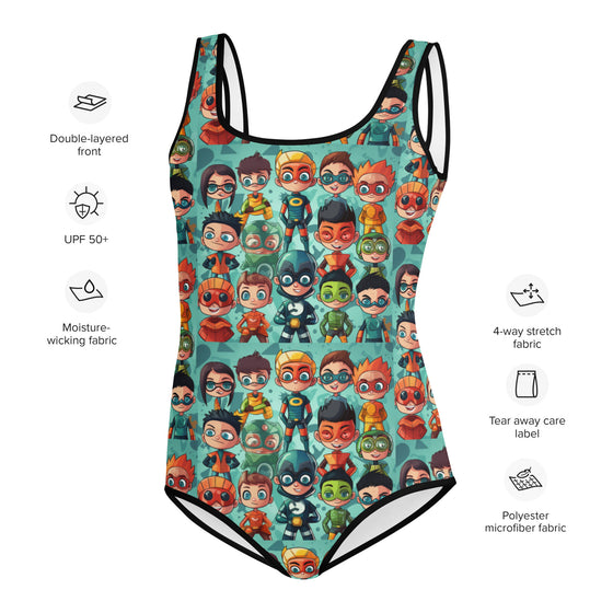 Mini Heroes All-Over Print Youth Swimsuit