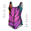 Flashy Leaves All-Over Print Youth Swimsuit