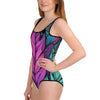 Flashy Leaves All-Over Print Youth Swimsuit