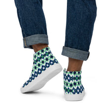  Blue Green Argyle men’s high top canvas shoes