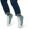 Blue Green Argyle men’s high top canvas shoes