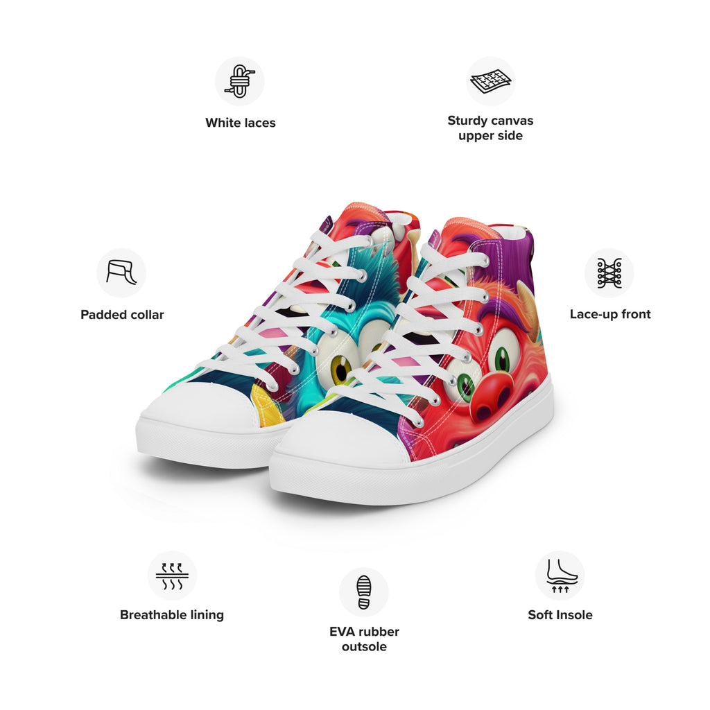 Funky Monsters Men’s high top canvas shoes